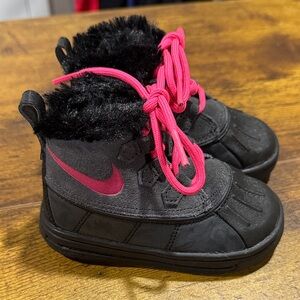 Nike Kids Black Boots with Pink Accents